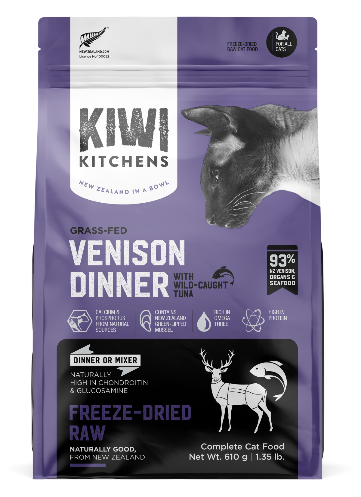 Kiwi Kitchens Freeze-Dried Raw Venison Dinner with Tuna Cat Food