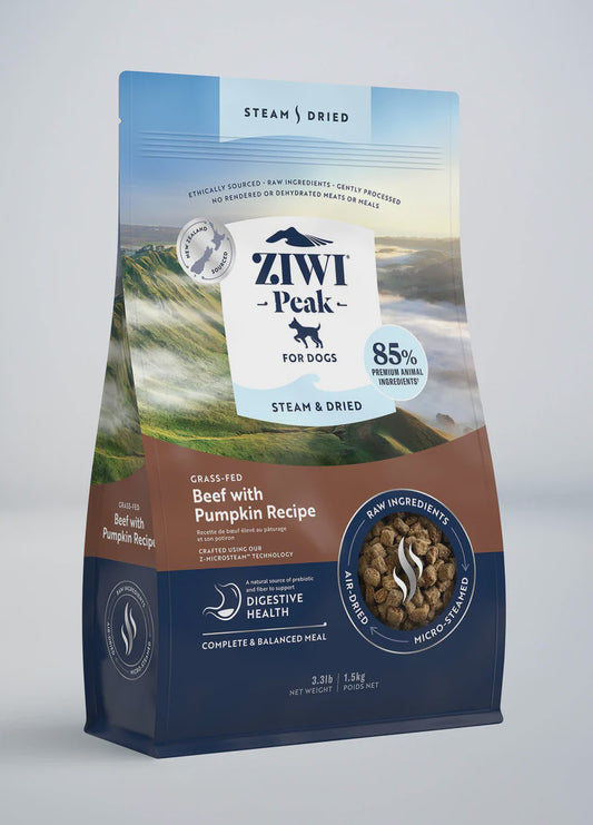 Ziwi Peak Steam & Dried Beef with Pumpkin Dog Food Recipe