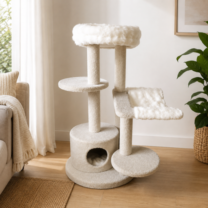 Tigga Carpet Cat Tree Christchurch Cream 58x58x111cm