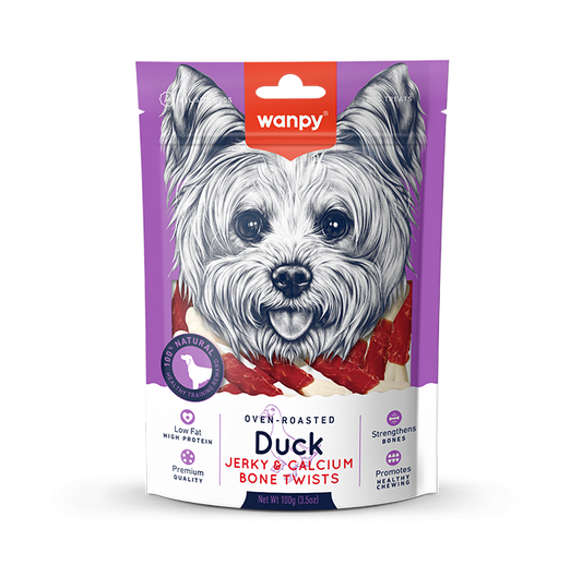 Wanpy Duck Jerky & Calcium Bone Twists – 100g