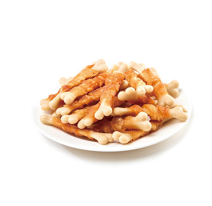 Wanpy Dog Chicken Jerky and Calcium Bone Wraps 100g