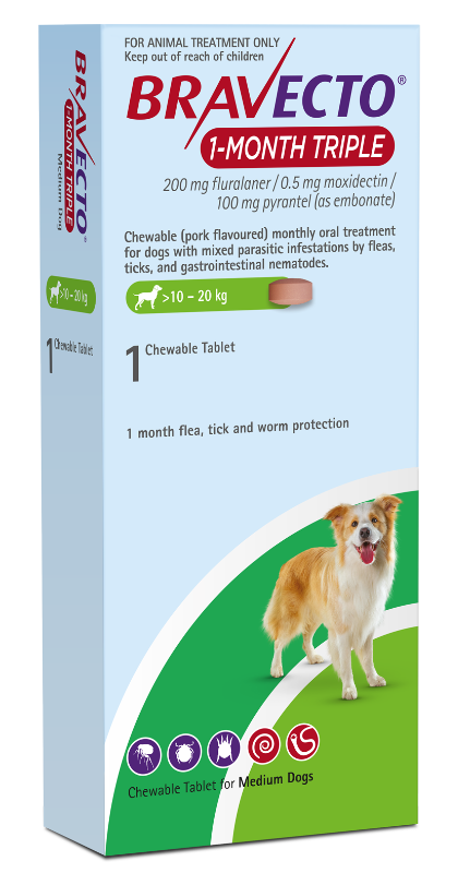 Bravecto 1-Month Triple Chew for Dogs - Singles