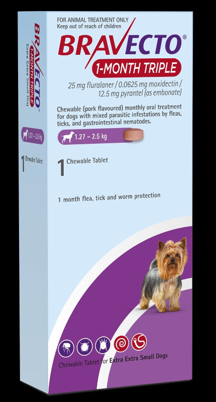 Bravecto 1-Month Triple Chew for Dogs - Singles
