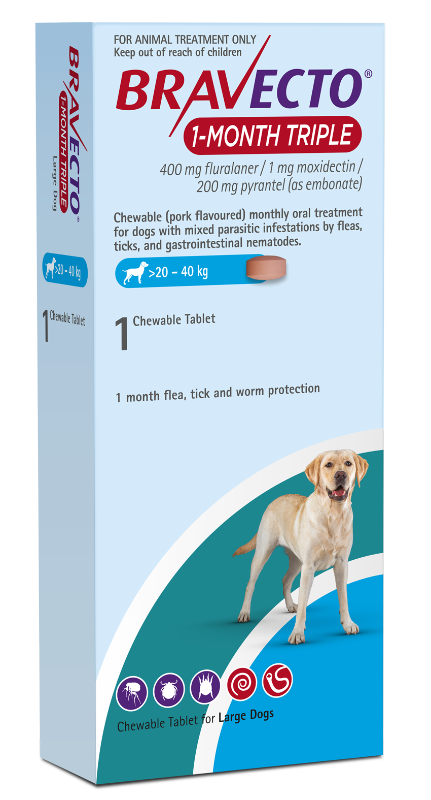 Bravecto 1-Month Triple Chew for Dogs - Singles