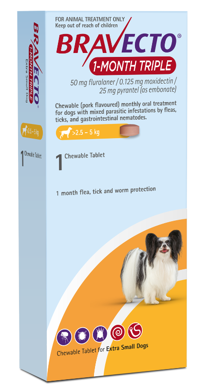 Bravecto 1-Month Triple Chew for Dogs - Singles