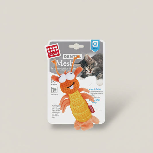 GiGwi Dental Mesh Catnip Cat Toy Shrimp