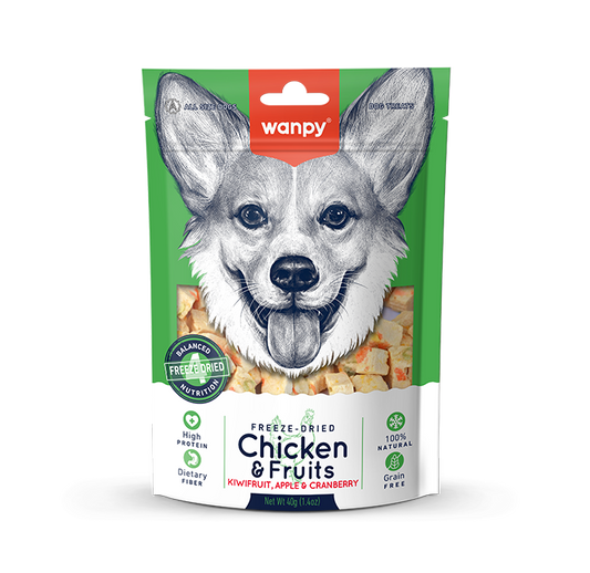 Wanpy Freeze Dried Chicken & Fruits Dog Treat 40g