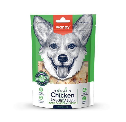 Wanpy Freeze Dried Chicken & Vegetables Dog Treat 40g
