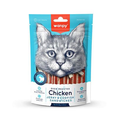 Wanpy Cat Chicken Jerky and Codfish Sandwiches 80g