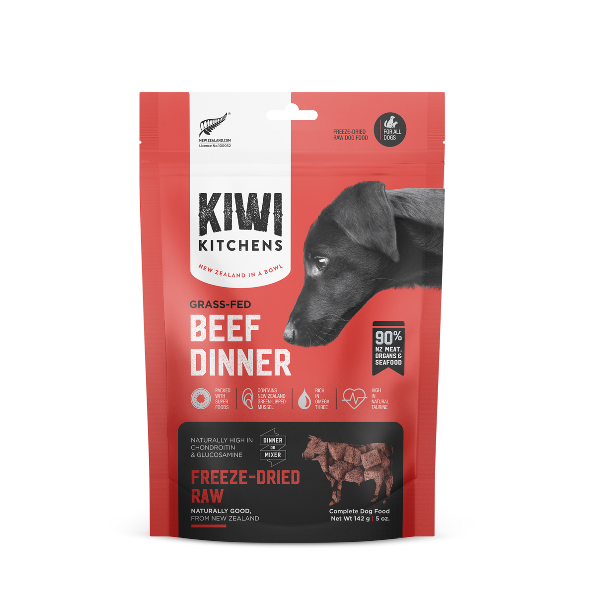 Kiwi Kitchens Freeze-Dried Raw Grass-Fed Beef Dinner Dog Food