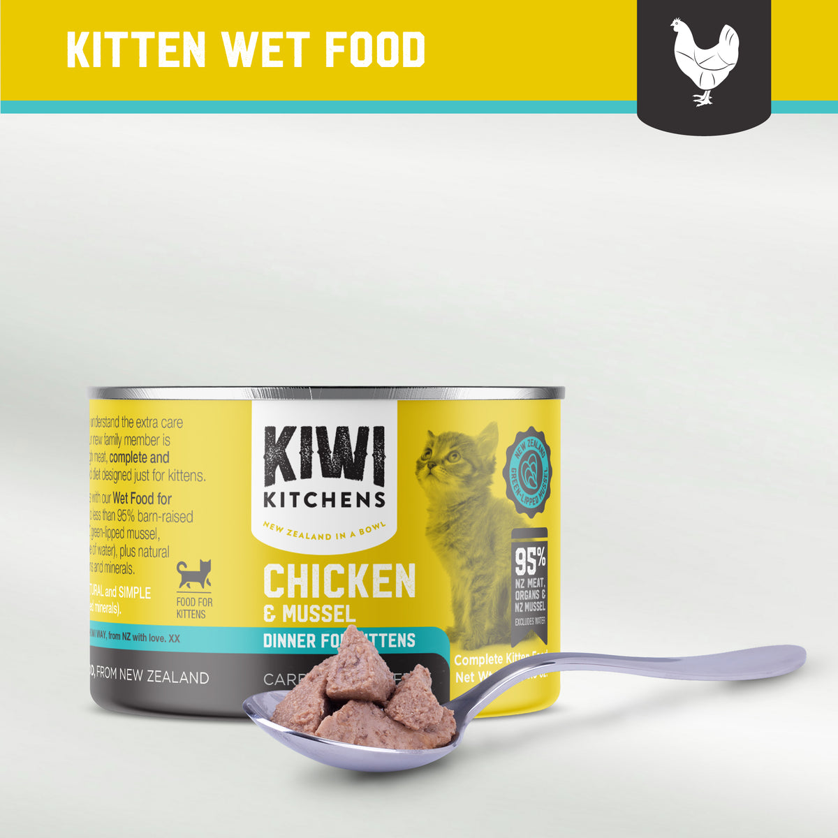 Kiwi Kitchens Barn-Raised Chicken & Mussel Wet Dinner for Kittens