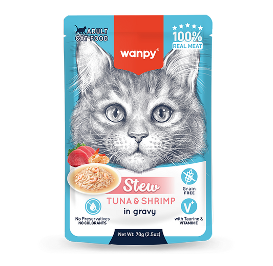 Wanpy Cat Pouch 70g Tuna and Shrimp Stew