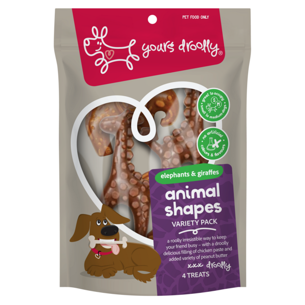 Yours Droolly Animal Shapes Dog Treats-  Variety 4pk