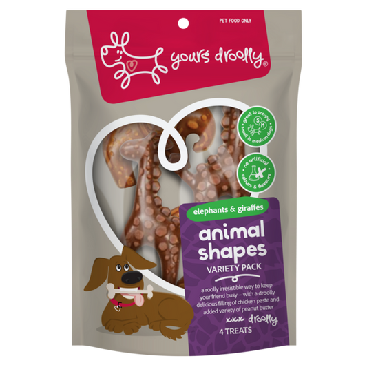 Yours Droolly Animal Shapes Dog Treats-  Variety 4pk