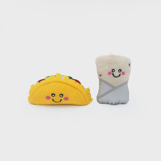 ZippyClaws Cat Toy NomNomz Taco & Burrito 2-Pack