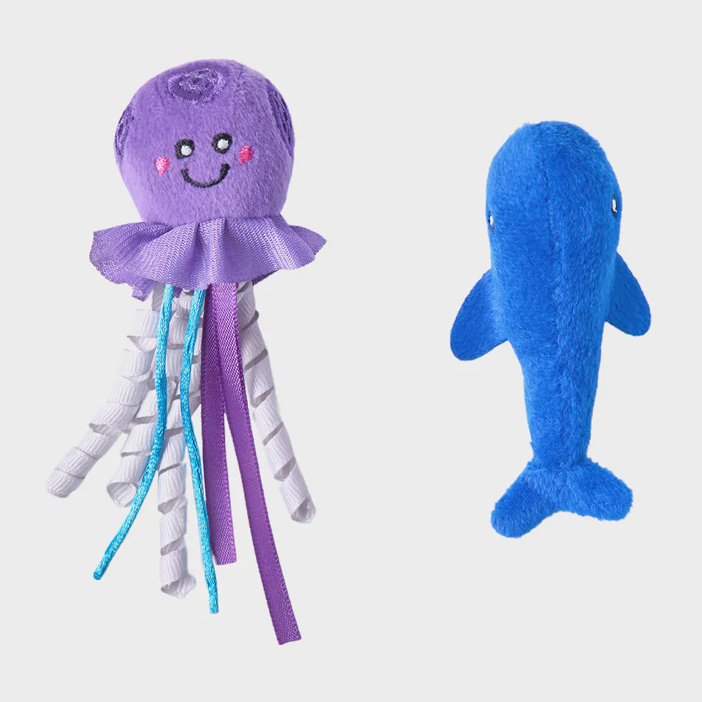 ZippyClaws Mesh Mates 2-Pack - Jellyfish & Whale