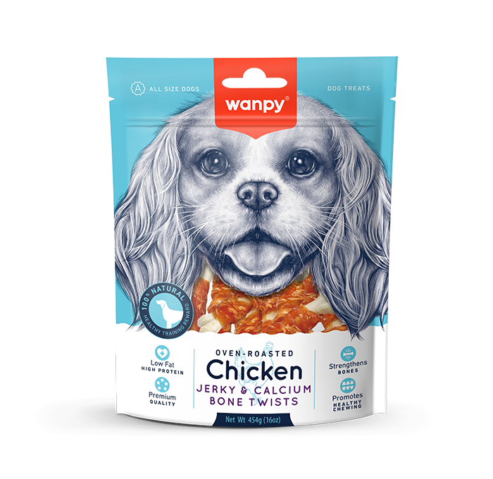 Wanpy Dog Chicken Jerky and Calcium Bone Wraps 100g