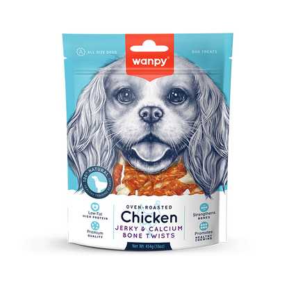 Wanpy Dog Chicken Jerky and Calcium Bone Wraps 100g