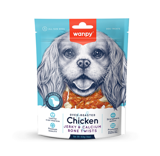 Wanpy Dog Chicken Jerky and Calcium Bone Wraps 100g