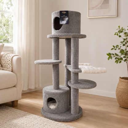 Tigga Carpet Cat Tree Dunedin Grey 58x58x111cm
