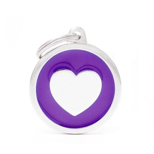 Classic Big Purple Circle with Heart ID Tag
