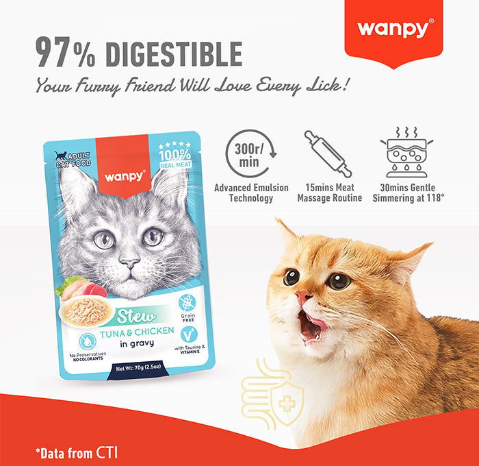 Wanpy Cat Pouch 70g Tuna and Chicken Stew