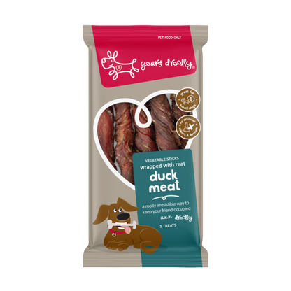 Yours Droolly Duck Wrap Dog Treat Sticks