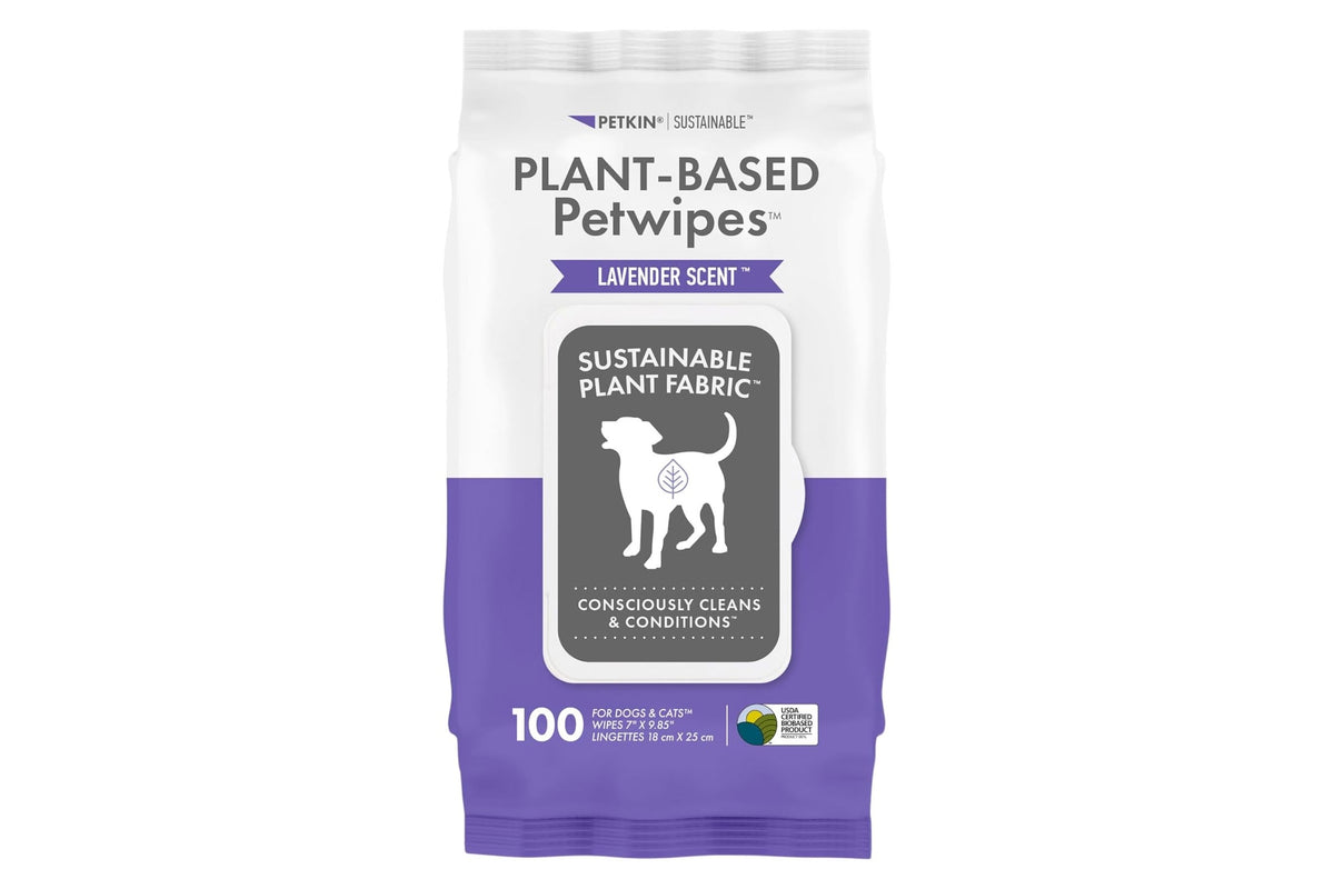 Petkin Plant-Based Pet Wipes – Lavender – 100 Pack