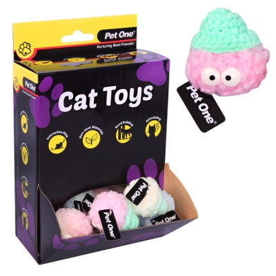 Pet One Cat Toy Fuzzy Ball With Eyes 5cm mixed colour