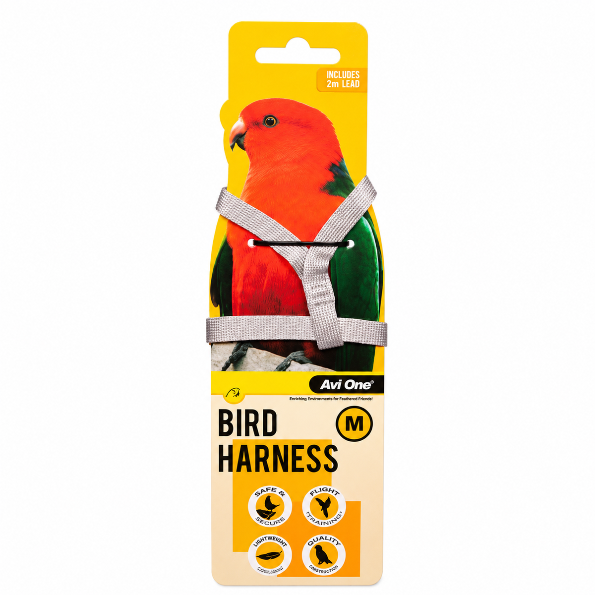 Avi One Bird Harness With Shock Resistant Lead