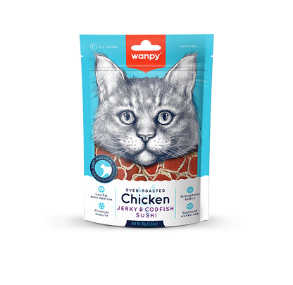 Wanpy Cat Chicken Jerky and Codfish Sushi 80g